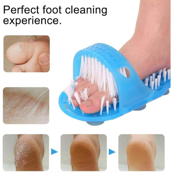 Fotskrubb Lazy Foot Scrub, Exfolierande fotrengöringsborste Toffla - Blå, 1 st
