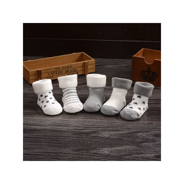 2023 Baby skridsikker sokker ren bomuld småbørnsokker baby børn skridsikre strømper 6-12 måneder grey