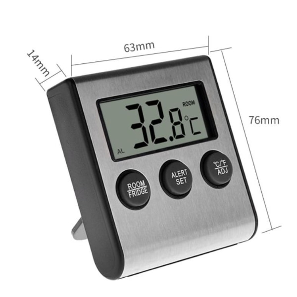 Køleskabstermometer Køleskabstemperatur realtidsovervågning alarm-sort