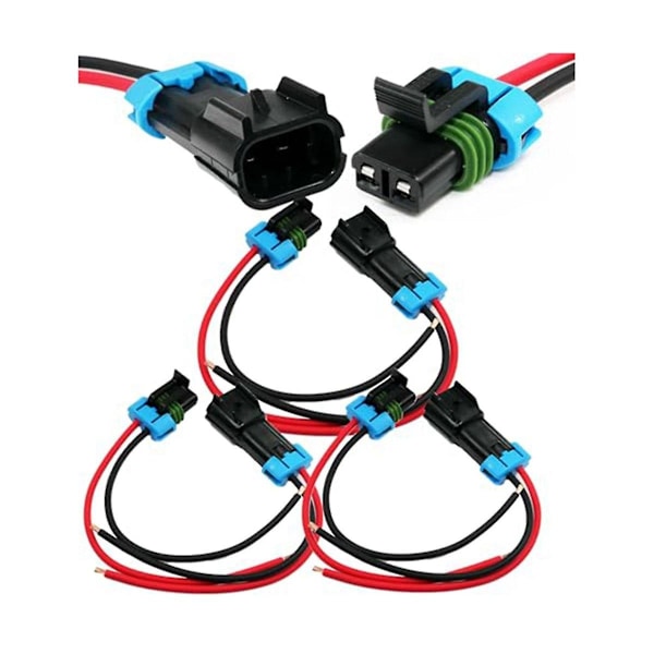 3-Pack Metri-Pack 2-Pin 30 Amp, 280 Serie Kontakter Multifunktion (Hane till Hona Pigtail 12GA)