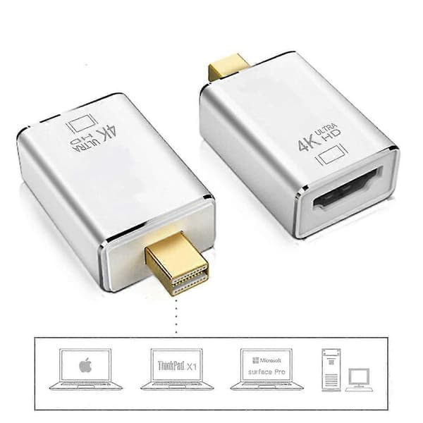 Mini Displayport (for Thunderbolt 2.0) til HDMI Adapter 4k Mini Dp til HDMI Konverter til Macbook Air