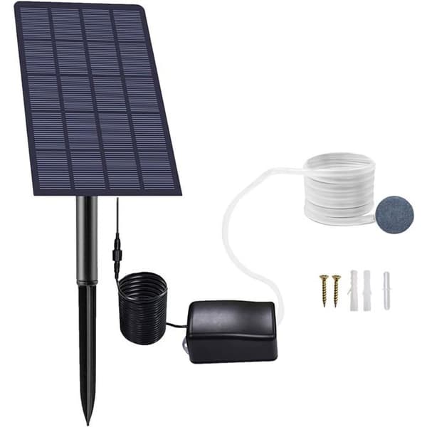 Solar iltpumpe - 2,5W plug-in - 0,8 L/min - Lav støj <60 dB - Justerbart panel