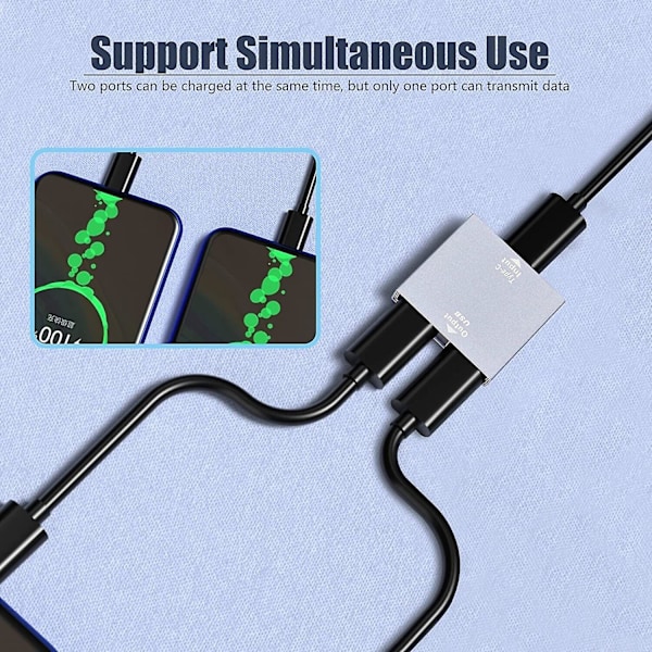 USB C-uttag till 2x USB C-uttag typ-C USB-C splitter laddare Konverter adapter