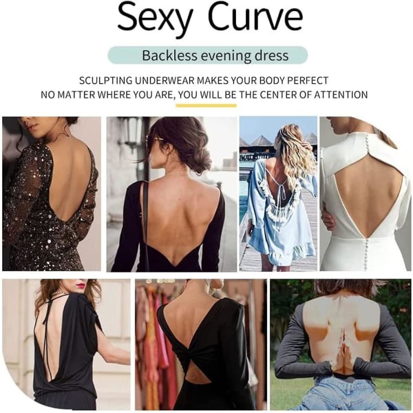 Ryggløse Shapewear | Thong Shapewear Body for kvinner, Deep V Bra Sexy Body for kvinner Nattfest bryllup black L