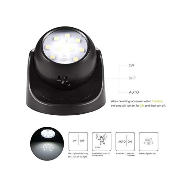Creative 360 ​​graders avkänningslampa för hem Smart LED-avkänningslampa för inomhus och utomhus-1 st