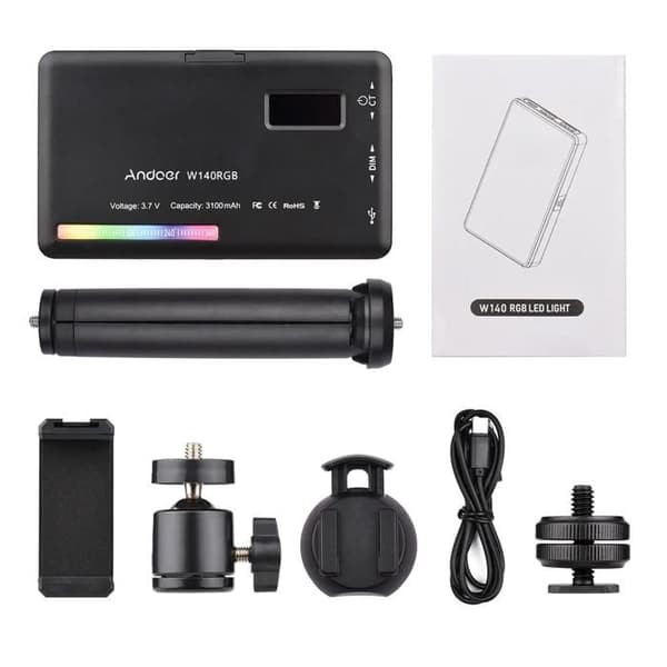 RGB W140 LED-videovalosarja CRI95+ 2500K-9000K 20 tehostetta videoneuvottelu tasku