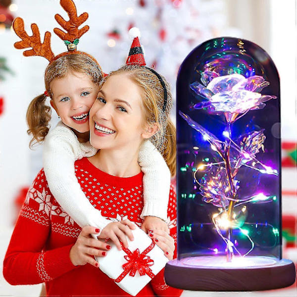Eviga Rosor Skönhet Och Djur Ros Kit I Glaskupa Led Ljus Konstgjorda Blommor Ros Presenter För Kvinnor Mamma Present