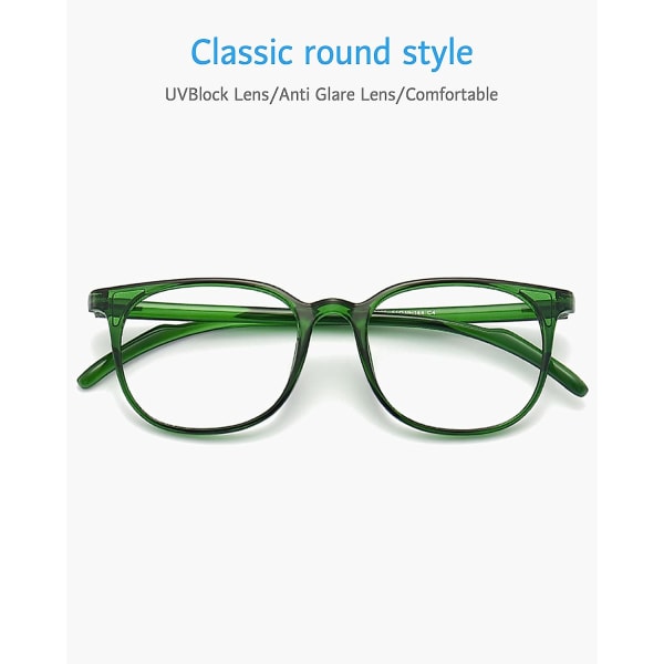 Blått ljusblockerande glasögon Fyrkantiga glasögonglas Bågefilter Blue Ray datorspelsglasögon（gröna）