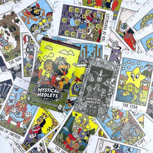 12*7cm Et vintage tegneserie Tarotkort Spådomsbord Party Brettspill M/manual