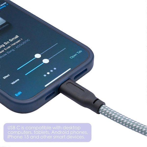 6,35 mm uros-uros-liitäntä USB Type-C -uros -kitara-äänikaapeli 1/4 tuuman USB-C -tallennuskaapeli Kitara USB-C:hen