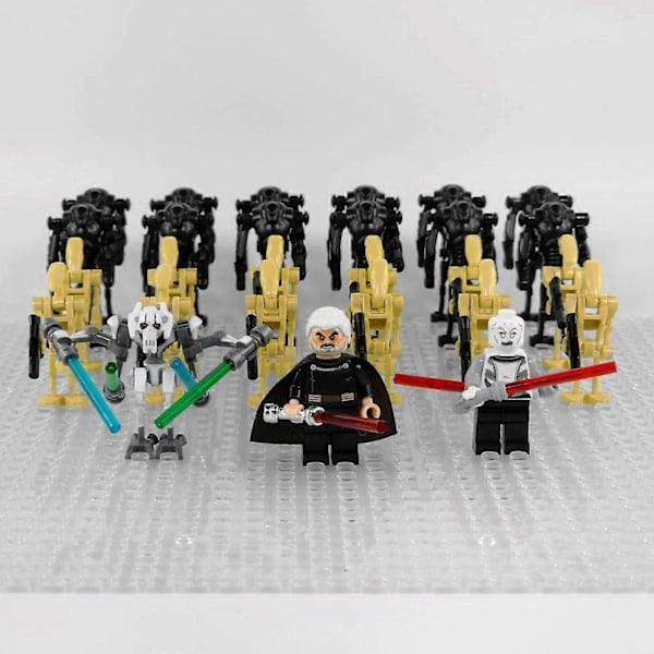 Star Wars Separatist Battle Droid Count Dooku General Grievous Ventress Minifigurset med Vapen och Tillbehör