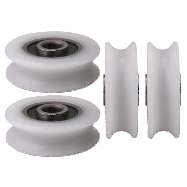 4 st Vita Innerdiameter 4mm U-spår Nylon Hjul För Skjutdörr