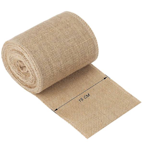 15 cm bred hessian stoff - rustikk båndrull for gaver, dekorasjon, DIY, håndlagde håndverk, 10 meter