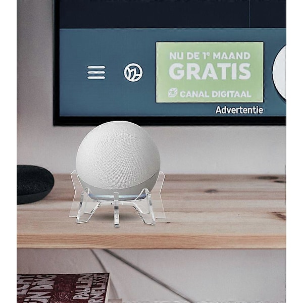 Akryl Genomskinligt Fodral Kompatibelt med 2019 Helt Nya Echo Dot (3:e Gen) Smart Högtalare med Klocka, Tak Väggfäste Högtalarställ Stabil Skyddshållare (Genomskinlig)