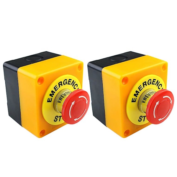 2 st röda svamp nödstopp avstängning tryckknappsbrytare ingen + Nc 22mm Cnc Gecko
