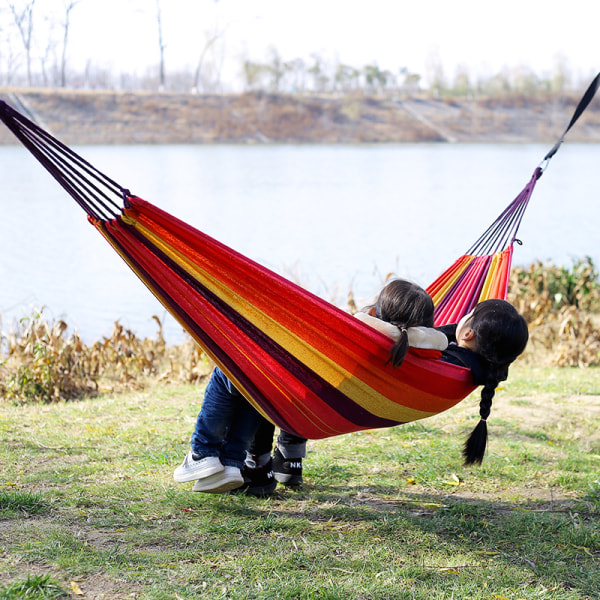 Hamac en toile simple pour loisirs de plein air, camping - Rouge, 280*80cm, longueur du tissu 190cm, portant 200kg, 1pc