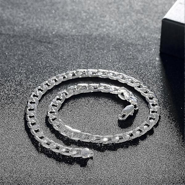 925 Sterling Hopea Kaulakoru Miehille 20 Tuumaa/8mm