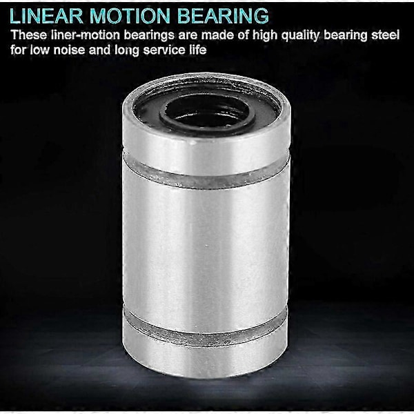 8-pack LM6UU 6 mm linjära kullagerbussningar för 3D-skrivare CNC-delar, tillverkade av högkvalitativt stål för lågt ljud och lång livslängd