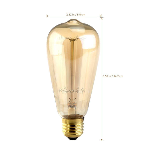 Edison pære udskiftning armatur - E27, 40W, 220V, 6stk