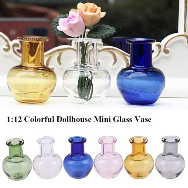 2 stk. Mini Glas Vase Køkken Dekoration BLÅ Blå