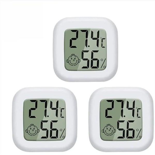 Mini LCD digitalt indendørs hygrometer termometer, bærbart højpræcision temperatur luftfugtighed -50 ℃ 70 ℃ 10% 99% RF (hvid) 3 stk Yixiang