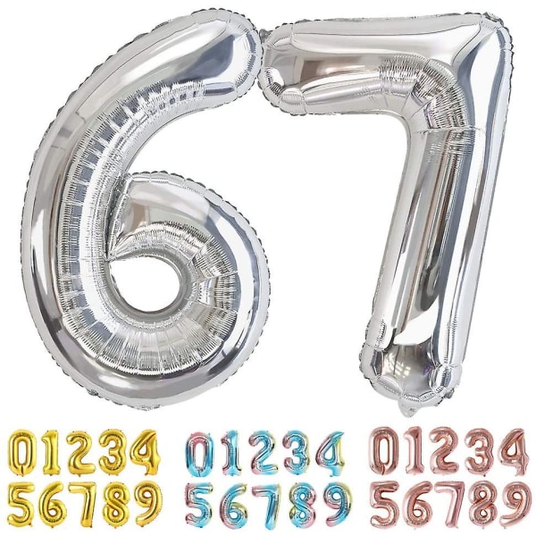 Sølv ballongnummer Store folieballongnummer Bursdagsdekorasjoner