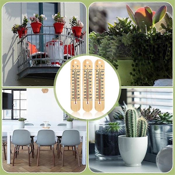 3 stk. Veggtermometer Innendørs Store Utendørs Termometre for Terrasse Doble Skalaer Termometer for Tem