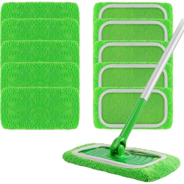10 gjenbrukbare kluter til Swiffer Sweeper, vaskbare mikrofiber erstatningsmoppkluter, våtmopp og