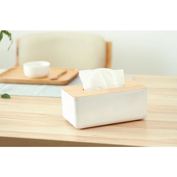 Hem enkel låda med mjukpapper i trä vardagsrum skrivbord matlåda - vit, 1 st