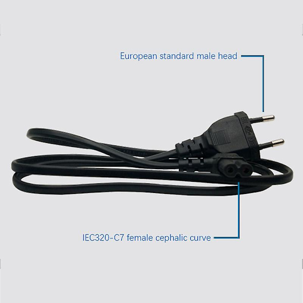 Høyre vinklet Eu Euro AC strømledning kabelledning Eu 2- til figur 8 C7 for TV, skrivere, kameraer, Ps3 (5,0 M) (EU-plugg)