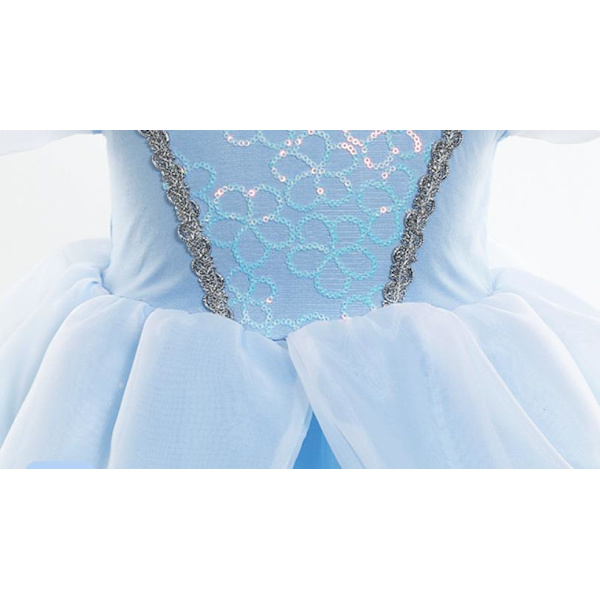 Tryckt fluffig prinsessklänning mesh flickor Askungen klänning