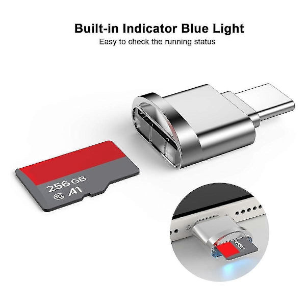 Micro-SD-kortlæseradapter, USBpe C til Micro-SD/TF-kortlæser Micro-SD-kortadapter tilpe-C,B