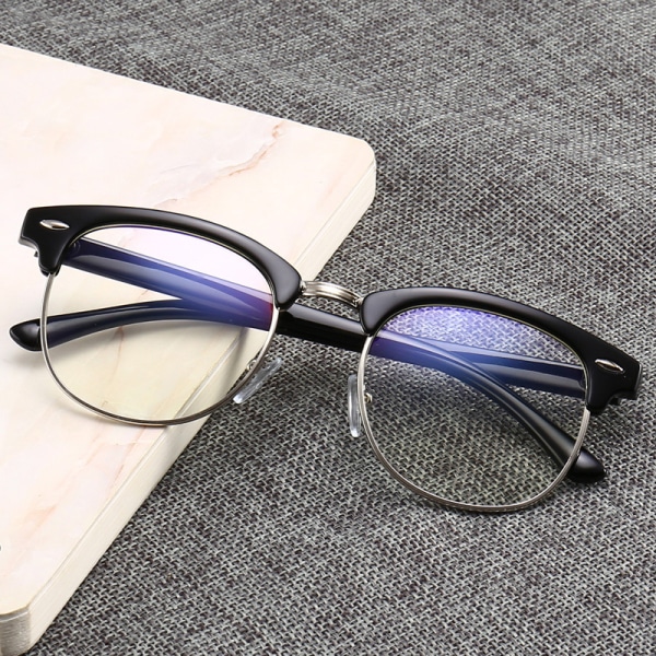 Blått lysblokkerende briller Light Frame Briller Gaming Databriller (Sort Frame Silver Frame)
