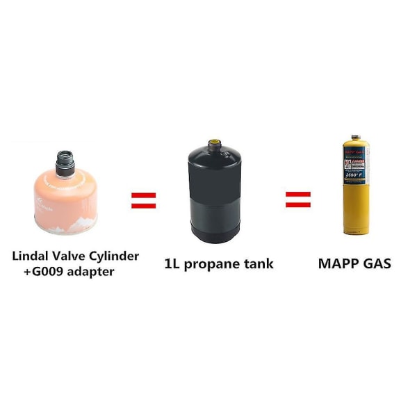 Camping gaskomfur Adapter Konverter Lindal ventilbeholder til 1l grøn propantank eller svejsebrænder Mapp Gas