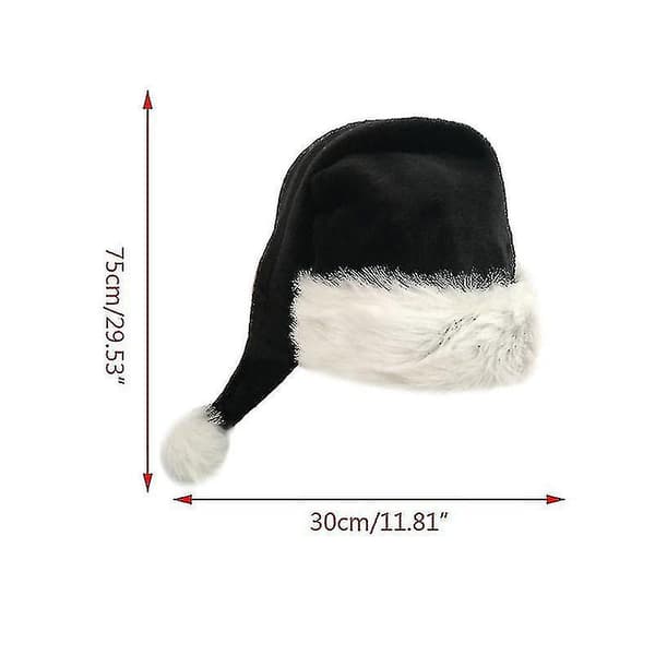 75cm Sort Pludset Lang Julehat Julekostume Pompom Julemandshue