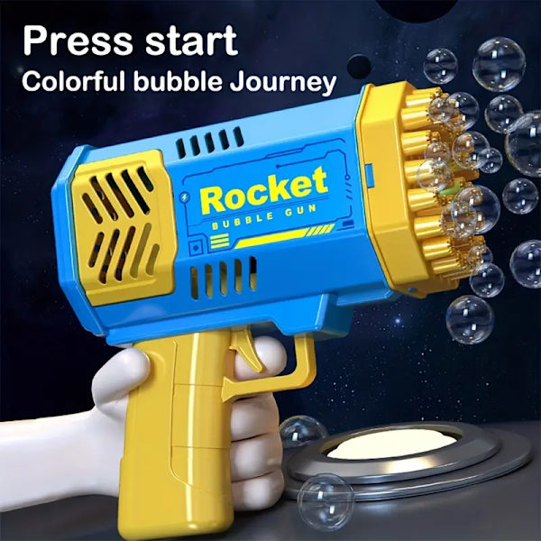 40 hål elektrisk bubbelmaskin Handhållen Gatling automatisk bubbelpistol blå (40 hål)