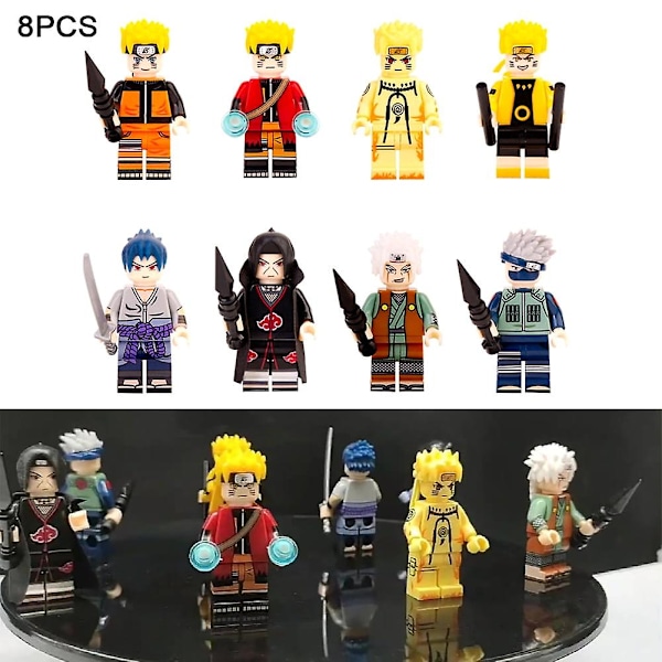 8 stk Byggeklodser DIY Børnelegetøj Mursten Actionfigur Tegneserie Naruto Samleobjekt