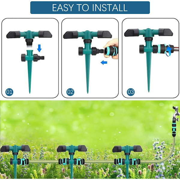 Havevandssprinkler, Automatisk Plænesprinkler 360 Graders Roterende Sprinkler