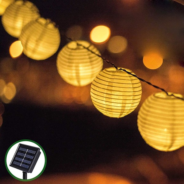 Solcellelys for utendørs hage, 30 LED juledekorasjonslys Girlander Solcellelykter Vanntette IP65 - Varmt hvitt