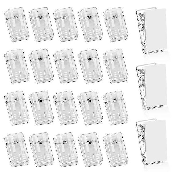 Förpackning med 20 självhäftande fjäderklämmor, transparenta självhäftande klämmor, fotoklämmor i plast, väggklämmor för kontor, hem, skola