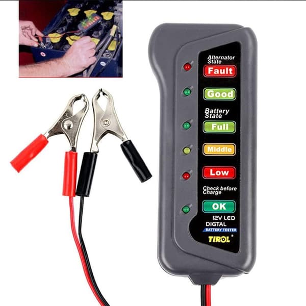 12V Bilbatteritest Bil Digital Analysator 6 LED Display