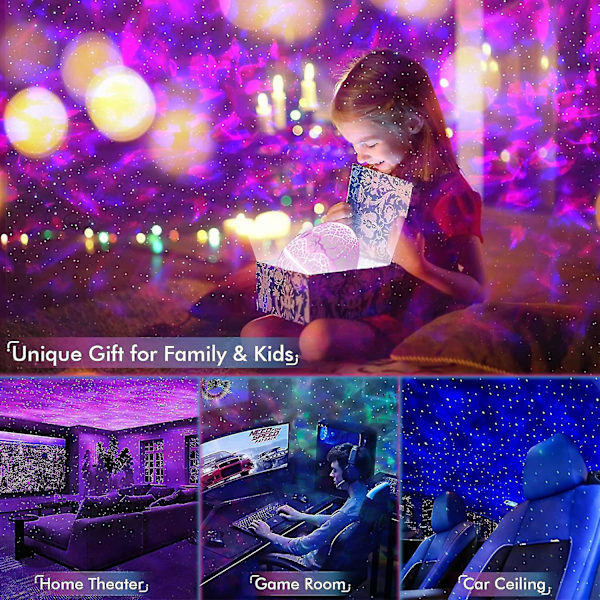 Fjärrkontroll stjärnprojektor, dinosaurieägg galaxprojektor, Bluetooth-högtalare och nebulosa LED-lampor för sovrum hem takdekoration fest