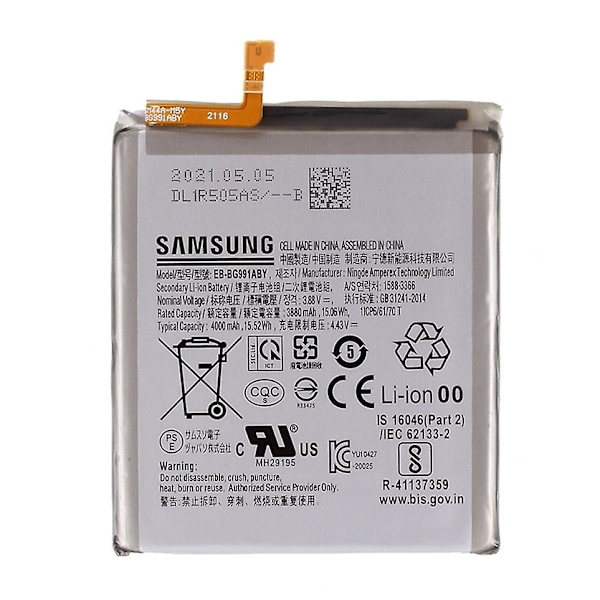 For Samsung Galaxy S21 5G 3.85V 3880mAh Li-Polymer Batteri Montering Del (Kode: EB-BG991ABY) (med