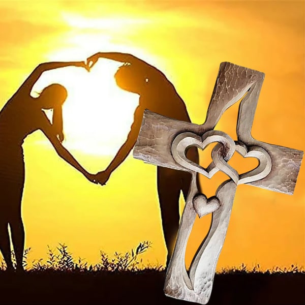 Christian Love Cross -puuveistos Rakkauden symboli Puunveistoristi 1kpl