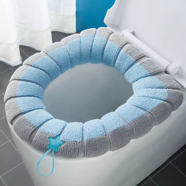 Toalettsetetrekk for bad toalettsetepute fortykket myk vaskbar toalettsetepute blå