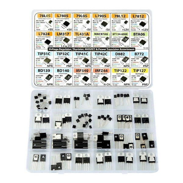 SOT-23 Elektroniska Komponenter, istorer, BJTs, MOSFETs, Dioder, Schottky, Brytare, 24 Typer