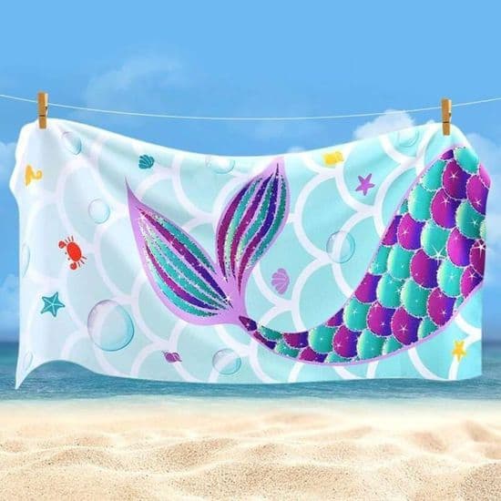 Serviet plage sirene, 70x150cm, mikrofiber, hurtig