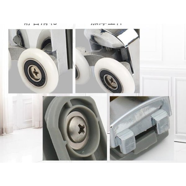 4st galvaniserad aluminiumlegering studshjul för badrumsglasdörr övre/nedre hjul