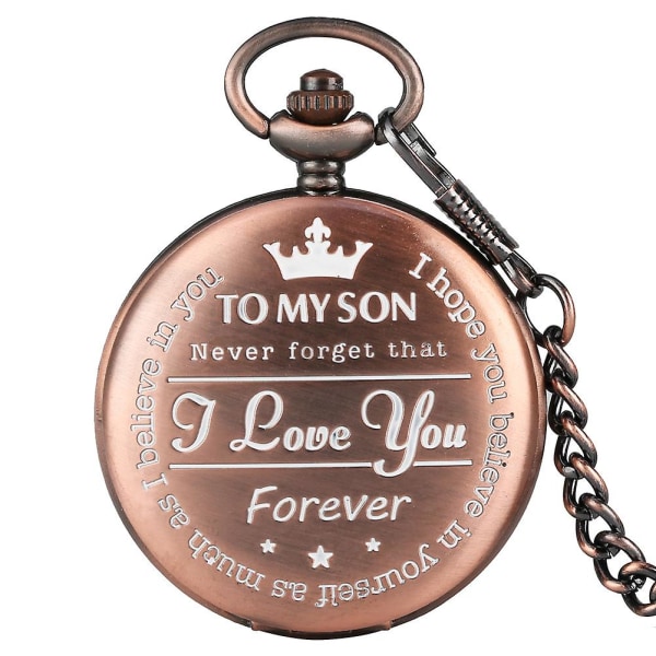 (1 Pack) Necklace English Word European And American Fashion Lettering Quartz Pocket Watch (red Bronze)