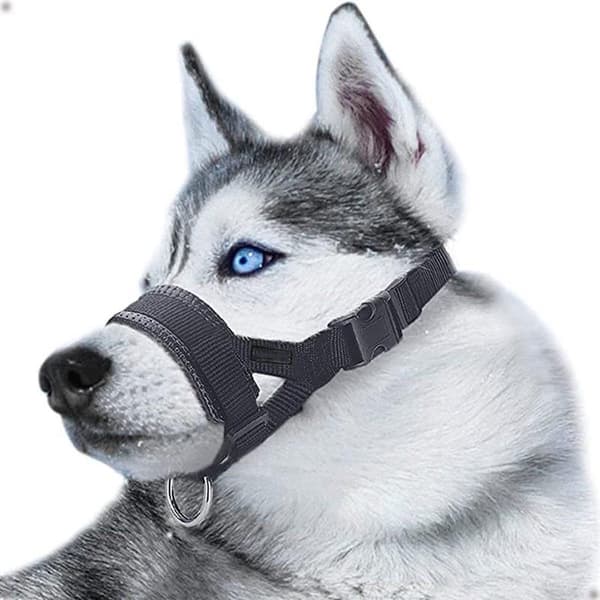 Dog Muzzle Nose Comfortable Adjustable Nylon Dog Muzzle Anti-Bark and Anti-Bite Muzzle Thickened Anti-Intake Dog Muzzle Suitable, Black